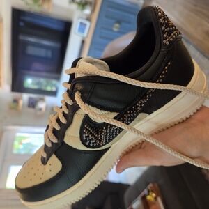 Nike Air Force 1 Low SP Black/Multi-CBlack and Cream Sneakers with Beaded Detail